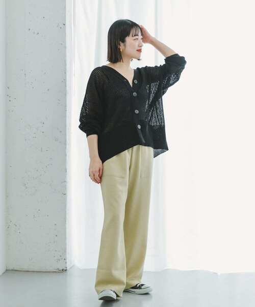 ITEMS URBANRESEARCH（アイテムズ アーバンリサーチ）の「リネンライクイージーワイドパンツ（その他パンツ・レディース・イエロー/ブラック/モカ・FREE）」の10枚目の写真