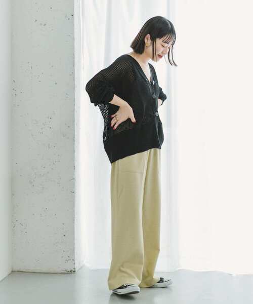 ITEMS URBANRESEARCH（アイテムズ アーバンリサーチ）の「リネンライクイージーワイドパンツ（その他パンツ・レディース・イエロー/ブラック/モカ・FREE）」の12枚目の写真