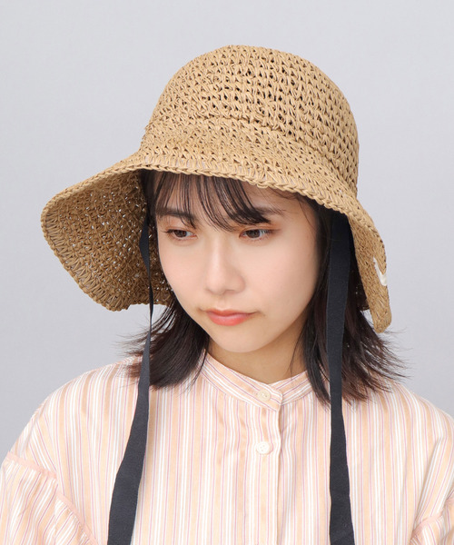 moz(モズ)の「ペーパー 細編み クロシェハット(ハット・レディース・ベージュ/ブラウン・FREE)」の5枚目の写真