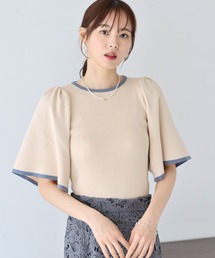 BLUEEAST | 配色フレアスリーブ五分袖ニット(ニット/セーター)