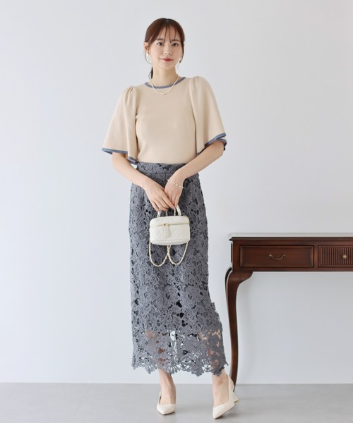 BLUEEAST(ブルーイースト)の「配色フレアスリーブ五分袖ニット(ニット/セーター・レディース・アイボリー/ブラック/ベージュ/ミント・MEDIUM)」の14枚目の写真