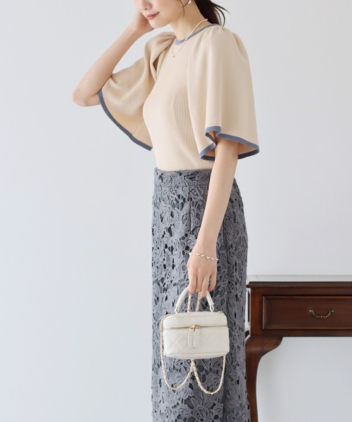 BLUEEAST(ブルーイースト)の「配色フレアスリーブ五分袖ニット(ニット/セーター・レディース・アイボリー/ブラック/ベージュ/ミント・MEDIUM)」の16枚目の写真