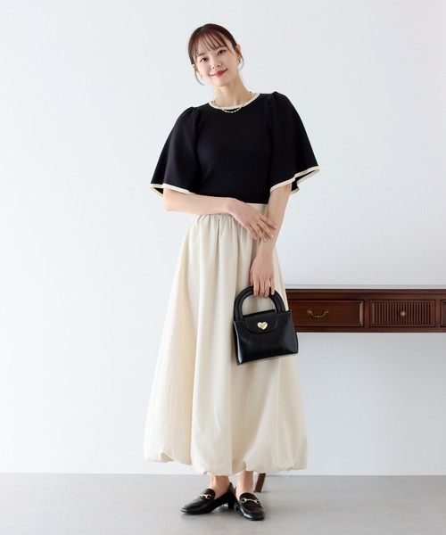 BLUEEAST(ブルーイースト)の「配色フレアスリーブ五分袖ニット(ニット/セーター・レディース・アイボリー/ブラック/ベージュ/ミント・MEDIUM)」の22枚目の写真