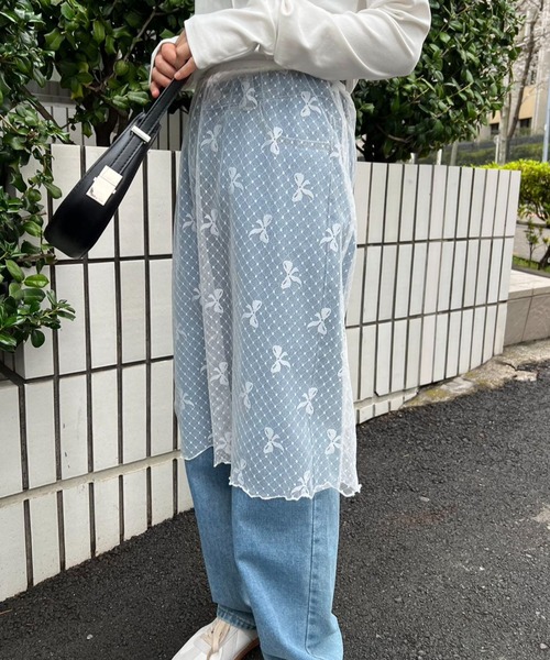 mebole(メボレ)の「リボン柄レーススカート(スカート・レディース・ホワイト/ブラック・FREE)」の9枚目の写真