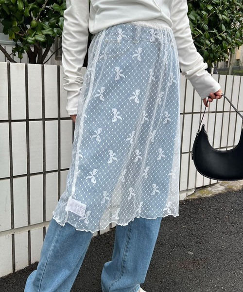 mebole(メボレ)の「リボン柄レーススカート(スカート・レディース・ホワイト/ブラック・FREE)」の10枚目の写真