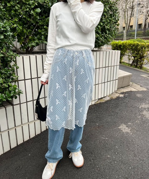 mebole(メボレ)の「リボン柄レーススカート(スカート・レディース・ホワイト/ブラック・FREE)」の11枚目の写真