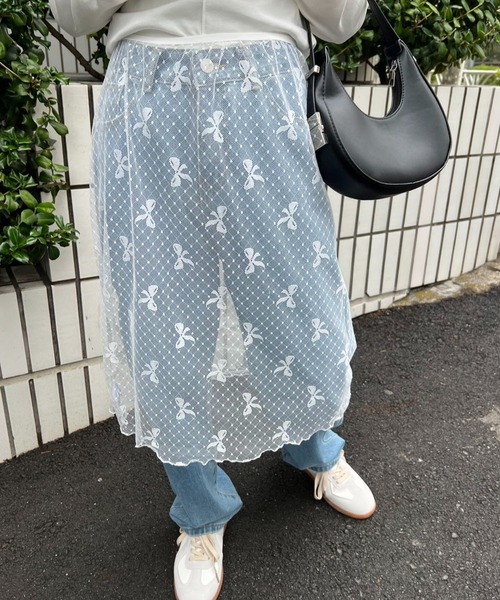 mebole(メボレ)の「リボン柄レーススカート(スカート・レディース・ホワイト/ブラック・FREE)」の12枚目の写真