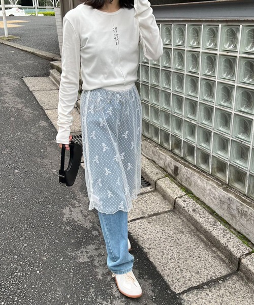 mebole(メボレ)の「リボン柄レーススカート(スカート・レディース・ホワイト/ブラック・FREE)」の14枚目の写真