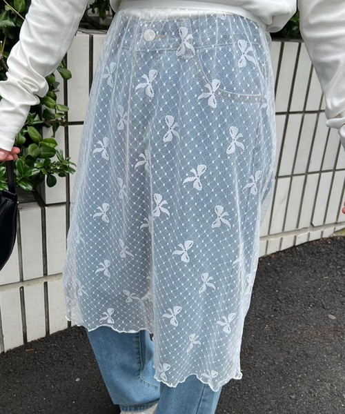 mebole(メボレ)の「リボン柄レーススカート(スカート・レディース・ホワイト/ブラック・FREE)」の7枚目の写真