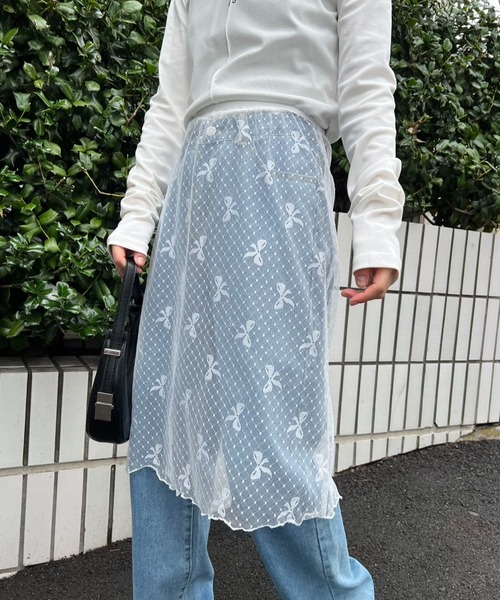 mebole(メボレ)の「リボン柄レーススカート(スカート・レディース・ホワイト/ブラック・FREE)」の19枚目の写真