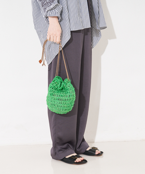 The Bagmati（ザバグマティ）の「【WEB限定】【BAGMATI】 ABACA巾着バッグ（かごバッグ・レディース・グリーン/イエロー/ブラック・フリー）」の7枚目の写真