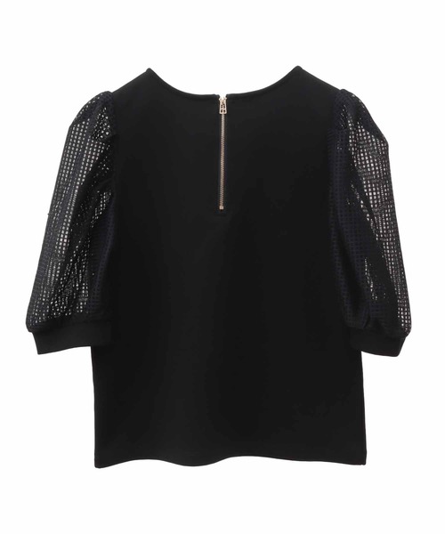 31 Sons de mode（トランテアン　ソン　ドゥ　モード）の「メッシュスリーブトップス（Tシャツ/カットソー・レディース・ブラック/オフホワイト・36）」の3枚目の写真