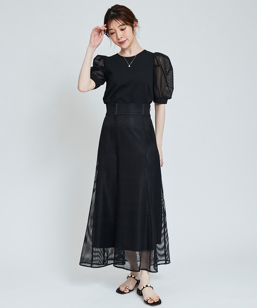 31 Sons de mode（トランテアン　ソン　ドゥ　モード）の「メッシュスリーブトップス（Tシャツ/カットソー・レディース・ブラック/オフホワイト・36）」の15枚目の写真