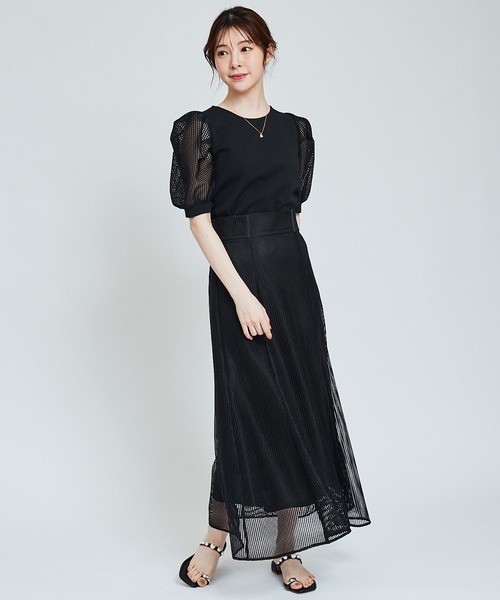 31 Sons de mode（トランテアン　ソン　ドゥ　モード）の「メッシュスリーブトップス（Tシャツ/カットソー・レディース・ブラック/オフホワイト・36）」の17枚目の写真