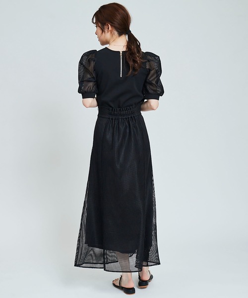 31 Sons de mode（トランテアン　ソン　ドゥ　モード）の「メッシュスリーブトップス（Tシャツ/カットソー・レディース・ブラック/オフホワイト・36）」の19枚目の写真