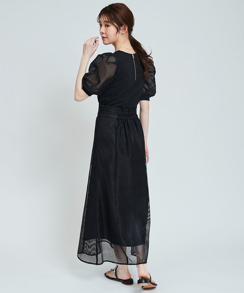 31 Sons de mode（トランテアン　ソン　ドゥ　モード）の「メッシュスリーブトップス（Tシャツ/カットソー・レディース・ブラック/オフホワイト・36）」の21枚目の写真