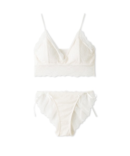gelato pique（ジェラートピケ）の「総レースブラ＆ショーツセット（ブラ&ショーツ・レディース・オフホワイト/ミント・FREE）」の3枚目の写真