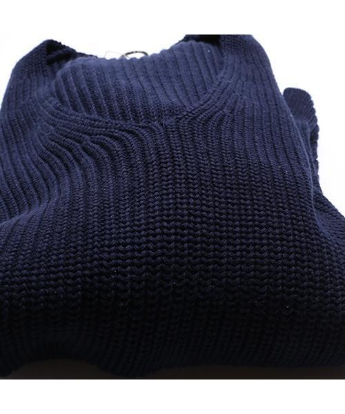 FREAK'S STORE（フリークスストア）の「畦編みコットンVネックニット（ニット/セーター・レディース・ネイビー/ホワイト/グレー・ﾌﾘ-）」の13枚目の写真