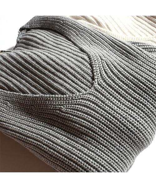 FREAK'S STORE（フリークスストア）の「畦編みコットンVネックニット（ニット/セーター・レディース・ネイビー/ホワイト/グレー・ﾌﾘ-）」の12枚目の写真