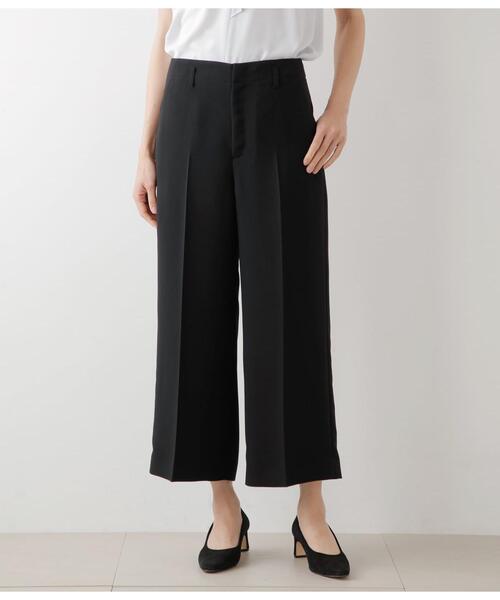 NEWYORKER（ニューヨーカー）の「【ウォッシャブル】ウォッシャブルWジョーゼット クロップドワイドパンツ（スラックス・レディース・ベージュ/ブラック・9号/11号）」の7枚目の写真