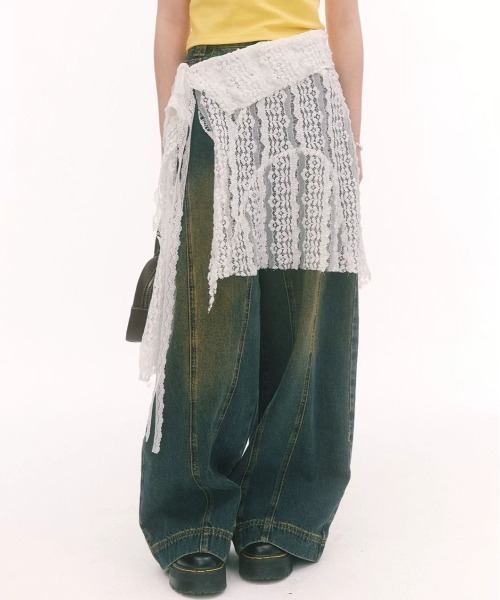 Achic(アシック)の「レース非対称巻きスカート(スカート・レディース・ホワイト・M)」の3枚目の写真