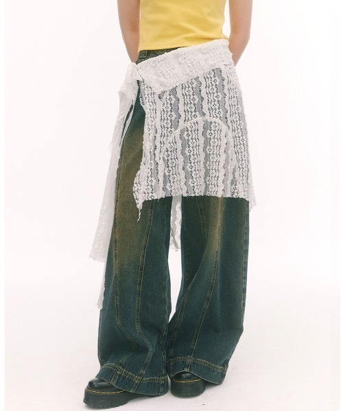 Achic(アシック)の「レース非対称巻きスカート(スカート・レディース・ホワイト・M)」の2枚目の写真