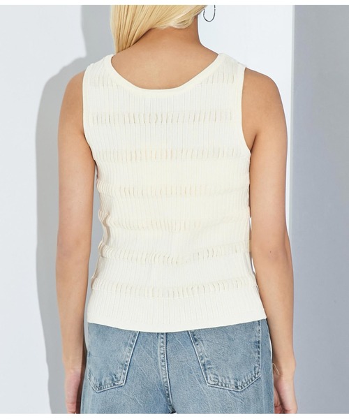 Settimissimo（セッティミッシモ）の「変形リブ ドライタッチ ノースリーブ プルオーバー ニット（ニット/セーター・レディース・アイボリー/イエロー×グリーン/スミクロ・FREE）」の22枚目の写真