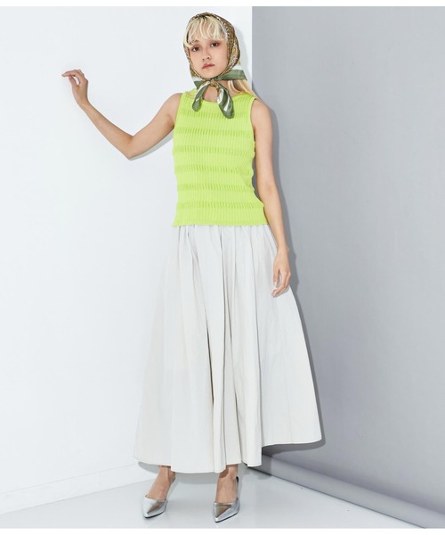 Settimissimo（セッティミッシモ）の「変形リブ ドライタッチ ノースリーブ プルオーバー ニット（ニット/セーター・レディース・アイボリー/イエロー×グリーン/スミクロ・FREE）」の13枚目の写真