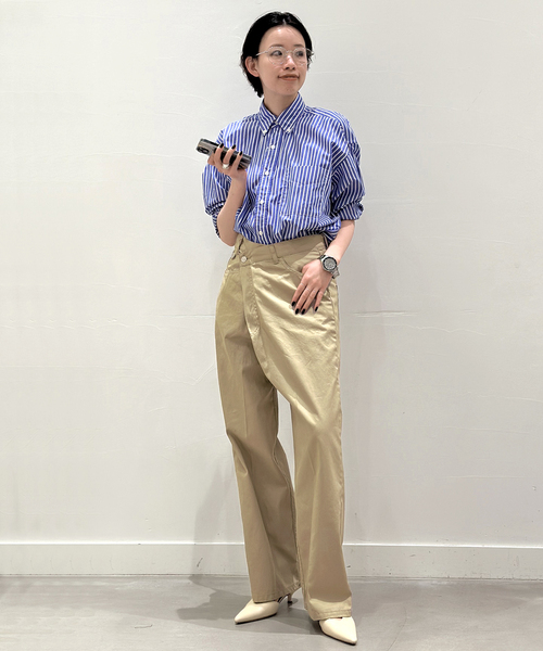 AP STUDIO（エーピーストゥディオ）の「アシンメトリーチノ（スラックス・レディース・ネイビー/ベージュ・34/36/38/40）」の9枚目の写真