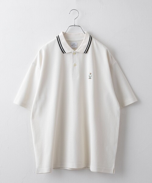coen（コーエン）の「ワンポイントベア刺繍ポロシャツ（Tシャツ/カットソー・メンズ・ブラック/ダークグリーン/ネイビー/オフホワイト・S/M/L/XL）」の6枚目の写真