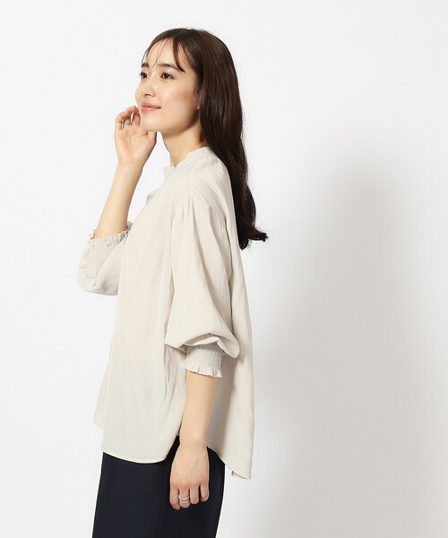 DRESKIP（ドレスキップ）の「◆【9分袖】大人上品にきまる シャーリングブラウス（シャツ/ブラウス・レディース・ライトブルー/ナチュラル/チャコールグレー・02/03/04）」の21枚目の写真