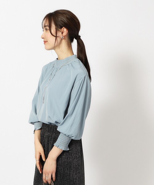 DRESKIP（ドレスキップ）の「◆【9分袖】大人上品にきまる シャーリングブラウス（シャツ/ブラウス・レディース・ライトブルー/ナチュラル/チャコールグレー・02/03/04）」の12枚目の写真