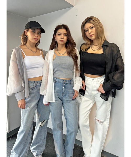 EGOIST（エゴイスト）の「ビッグシルエットシアーシャツ（シャツ/ブラウス・レディース・ピンク/グレー/ホワイト/ブラック・FREE）」の12枚目の写真