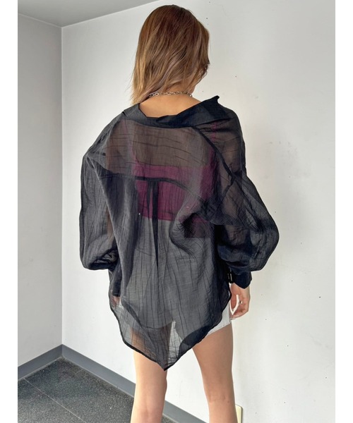 EGOIST（エゴイスト）の「ビッグシルエットシアーシャツ（シャツ/ブラウス・レディース・ピンク/グレー/ホワイト/ブラック・FREE）」の20枚目の写真