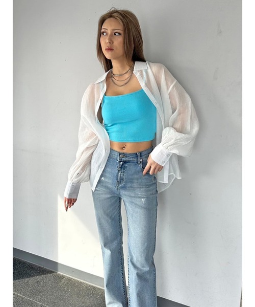 EGOIST（エゴイスト）の「ビッグシルエットシアーシャツ（シャツ/ブラウス・レディース・ピンク/グレー/ホワイト/ブラック・FREE）」の15枚目の写真