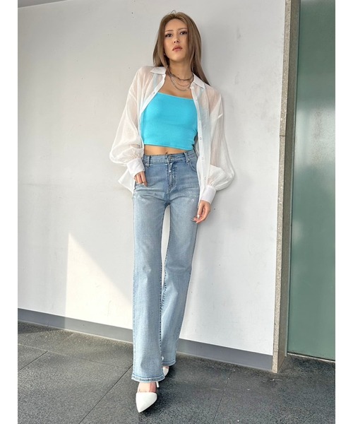 EGOIST（エゴイスト）の「ビッグシルエットシアーシャツ（シャツ/ブラウス・レディース・ピンク/グレー/ホワイト/ブラック・FREE）」の14枚目の写真