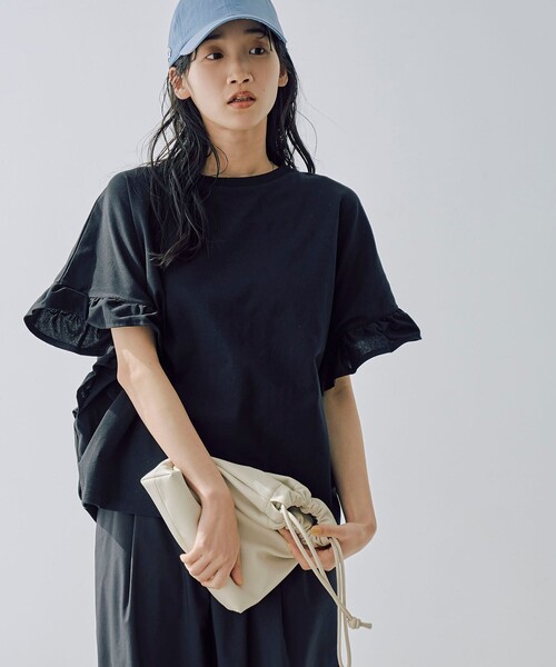 coen(コーエン)の「【WELLTECT】フリルデザインプルオーバー(Tシャツ/カットソー・レディース・ホワイト/ロイヤルブルー/オリーブ/ブラック/ケリーグリーン・L/M)」の16枚目の写真