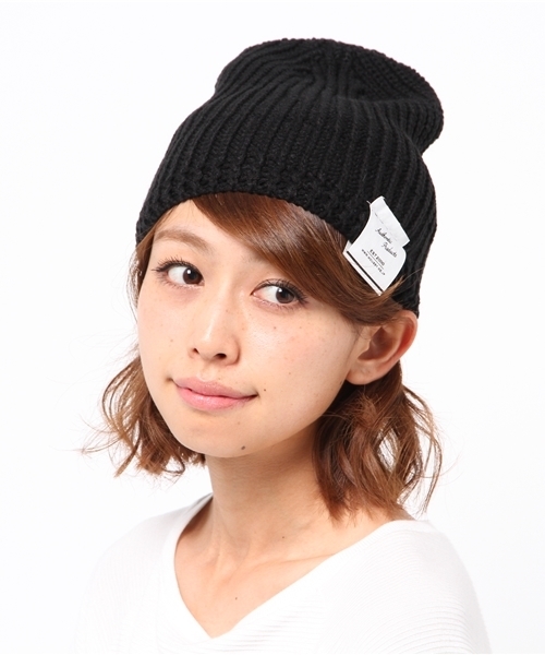 MOUSSY（マウジー）の「NATURAL BEANIE CAP（ニットキャップ/ビーニー・レディース・イエロー/ホワイト/ブラック・FREE）」の8枚目の写真