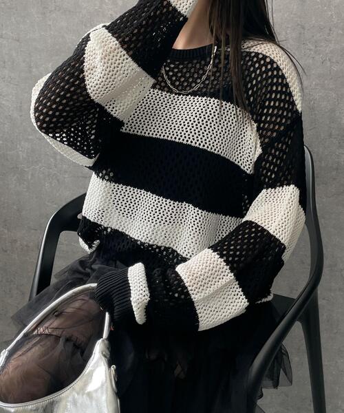 WEGO(ウィゴー)の「WEGO/ボーダーニットビッグプルオーバー(ニット/セーター・レディース・ブラック系その他5・FREE)」の17枚目の写真