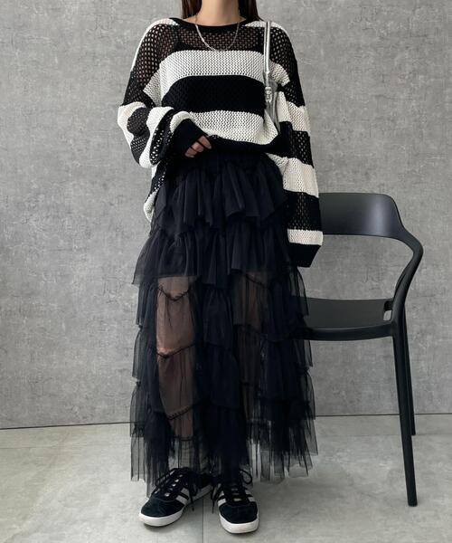 WEGO(ウィゴー)の「WEGO/ボーダーニットビッグプルオーバー(ニット/セーター・レディース・ブラック系その他5・FREE)」の18枚目の写真