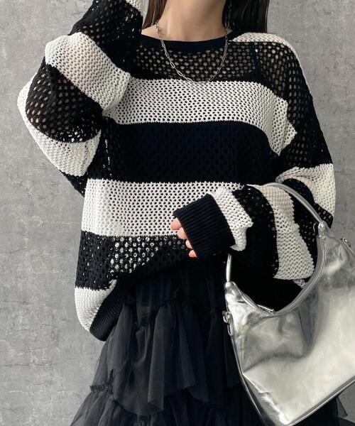 WEGO(ウィゴー)の「WEGO/ボーダーニットビッグプルオーバー(ニット/セーター・レディース・ブラック系その他5・FREE)」の21枚目の写真