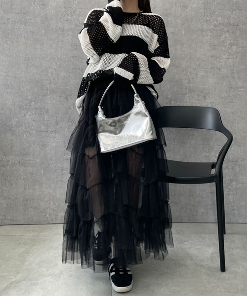 WEGO(ウィゴー)の「WEGO/ボーダーニットビッグプルオーバー(ニット/セーター・レディース・ブラック系その他5・FREE)」の9枚目の写真