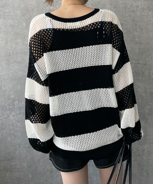 WEGO(ウィゴー)の「WEGO/ボーダーニットビッグプルオーバー(ニット/セーター・レディース・ブラック系その他5・FREE)」の11枚目の写真