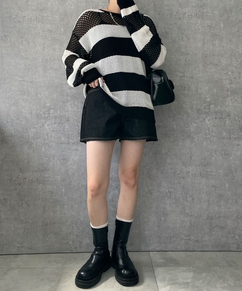 WEGO(ウィゴー)の「WEGO/ボーダーニットビッグプルオーバー(ニット/セーター・レディース・ブラック系その他5・FREE)」の12枚目の写真