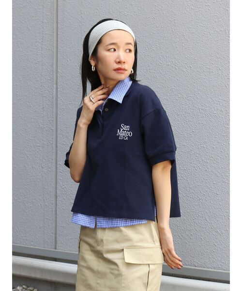 Ungrid（アングリッド）の「ロゴショートポロシャツ（ポロシャツ・レディース・レッド/ネイビー/アイボリー・FREE）」の3枚目の写真