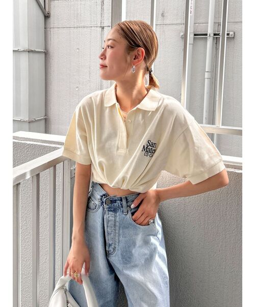 Ungrid（アングリッド）の「ロゴショートポロシャツ（ポロシャツ・レディース・レッド/ネイビー/アイボリー・FREE）」の2枚目の写真