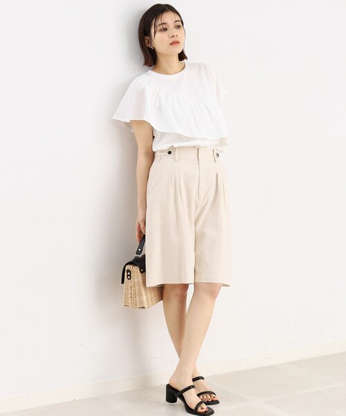 THE SHOP TK (ザ ショップ ティーケー )の「◆【UV/接触冷感/洗濯OK/毛玉になりにくい】アシメフリルプルオーバー(Tシャツ/カットソー・レディース・ブラック/オフホワイト・12/11/13)」の6枚目の写真