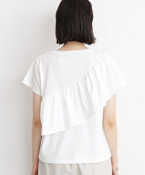 THE SHOP TK (ザ ショップ ティーケー )の「◆【UV/接触冷感/洗濯OK/毛玉になりにくい】アシメフリルプルオーバー(Tシャツ/カットソー・レディース・ブラック/オフホワイト・12/11/13)」の10枚目の写真