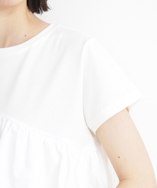 THE SHOP TK (ザ ショップ ティーケー )の「◆【UV/接触冷感/洗濯OK/毛玉になりにくい】アシメフリルプルオーバー(Tシャツ/カットソー・レディース・ブラック/オフホワイト・12/11/13)」の12枚目の写真