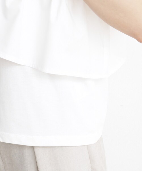 THE SHOP TK (ザ ショップ ティーケー )の「◆【UV/接触冷感/洗濯OK/毛玉になりにくい】アシメフリルプルオーバー(Tシャツ/カットソー・レディース・ブラック/オフホワイト・12/11/13)」の13枚目の写真